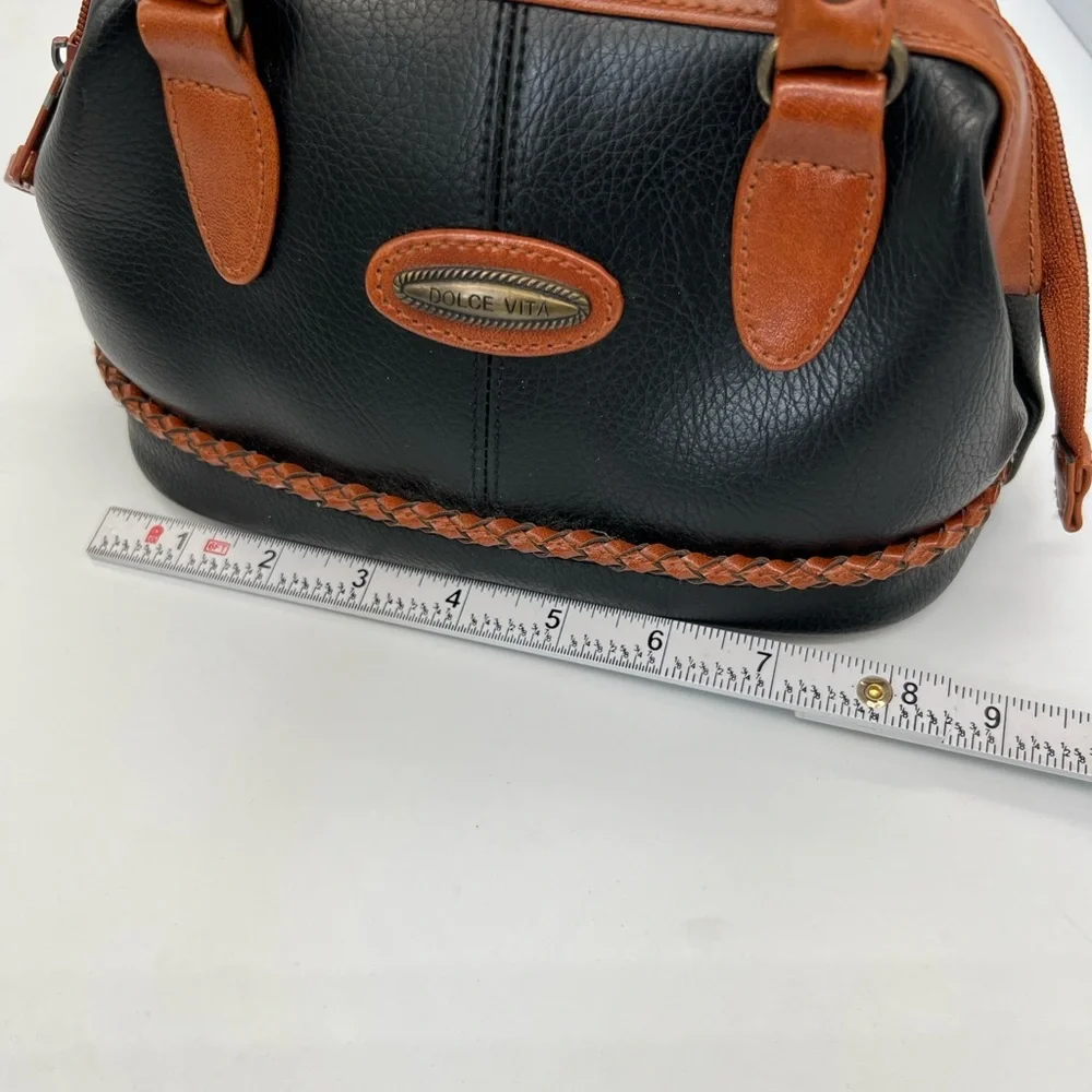 Vintage Dolce Vita Black & Tan Leather Satchel - Picture 6 of 6